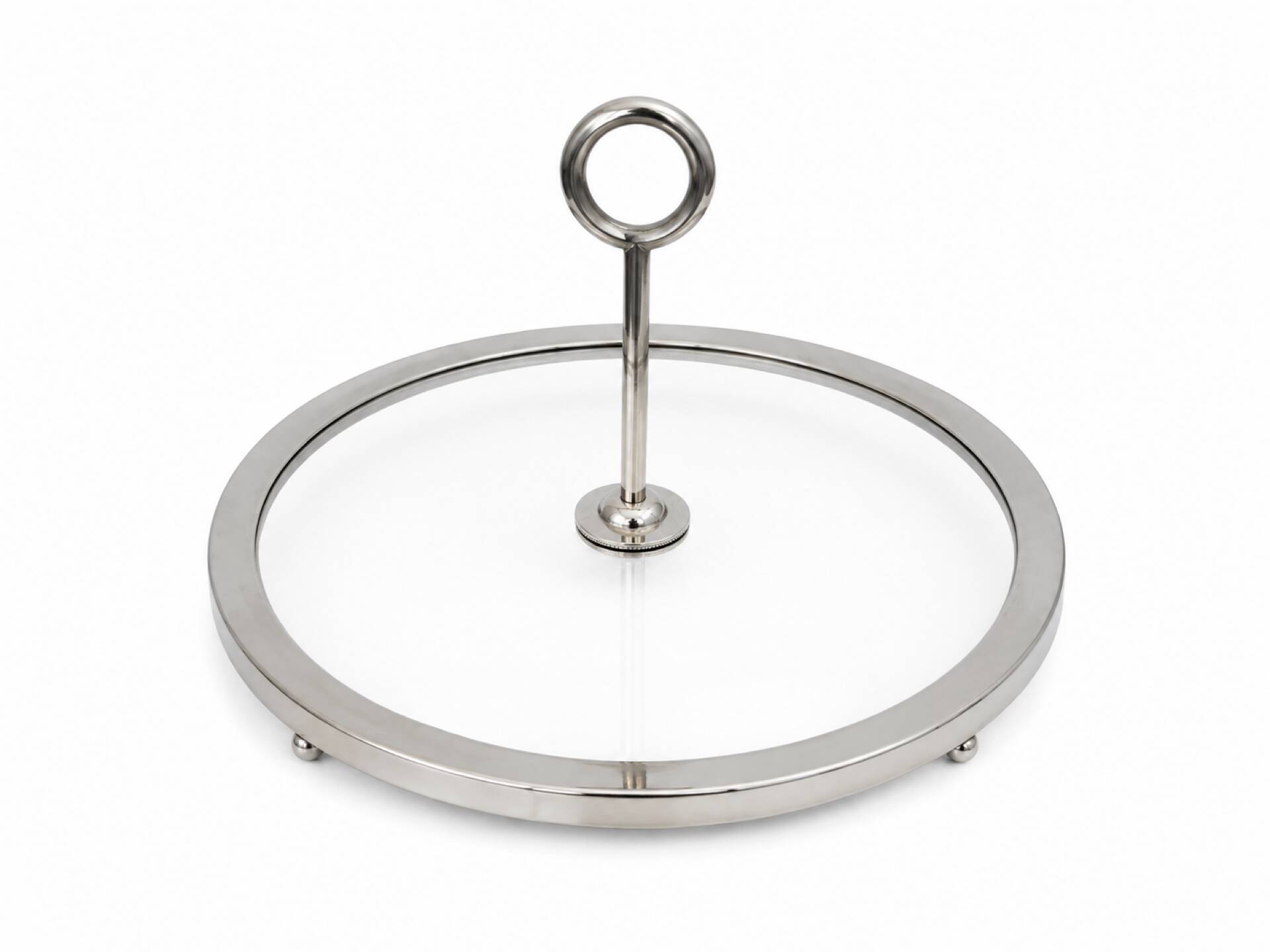 Cheese platter in glass and chrome - 1960