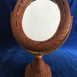 Braided wicker rattan mirror