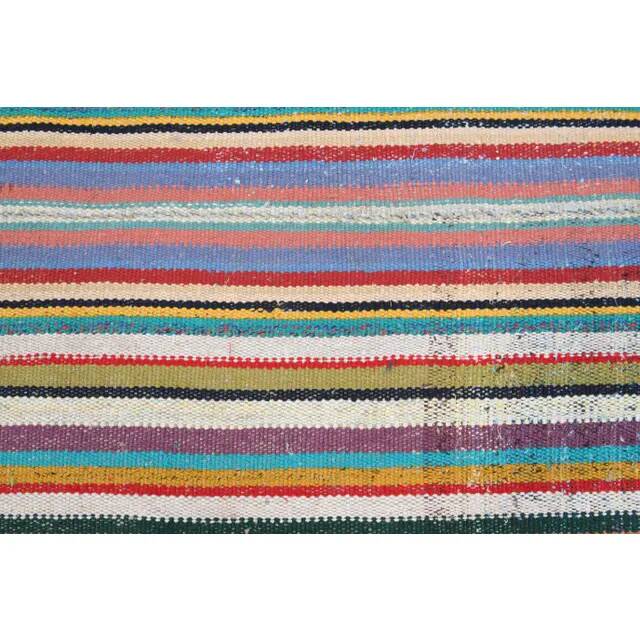 Tapis kilim vintage turc Oushak fait à la main en laine et coton vert