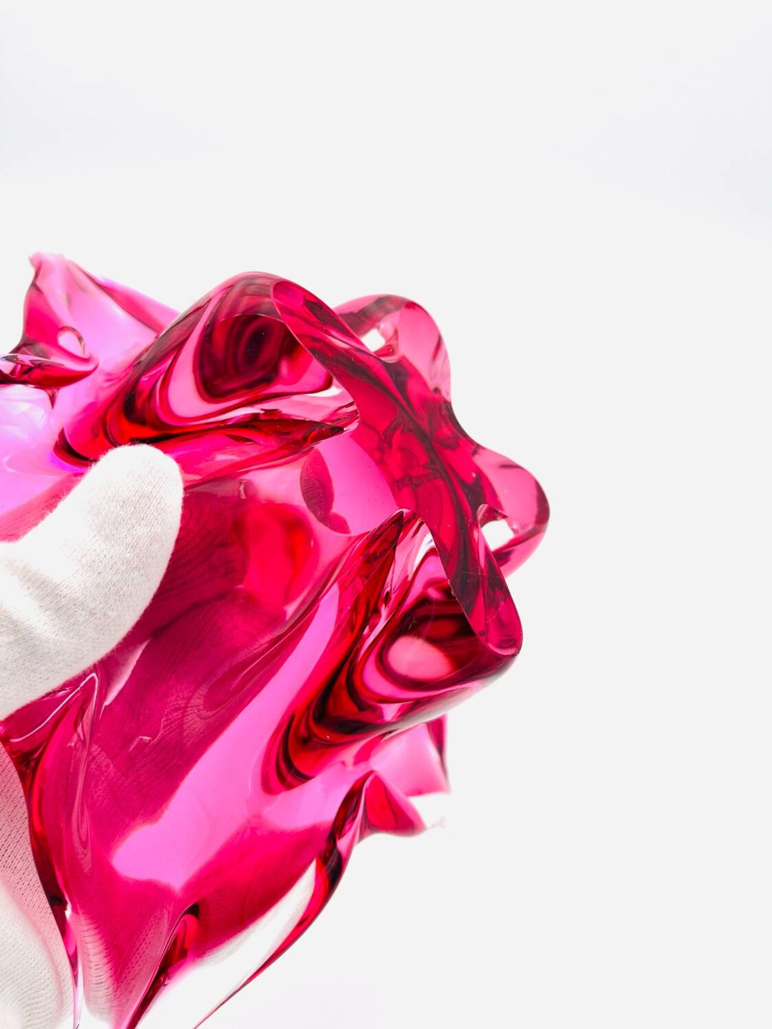 Coupe Sommerso Josef Hospodka - Cristal de Bohême Rose -Circa 1960