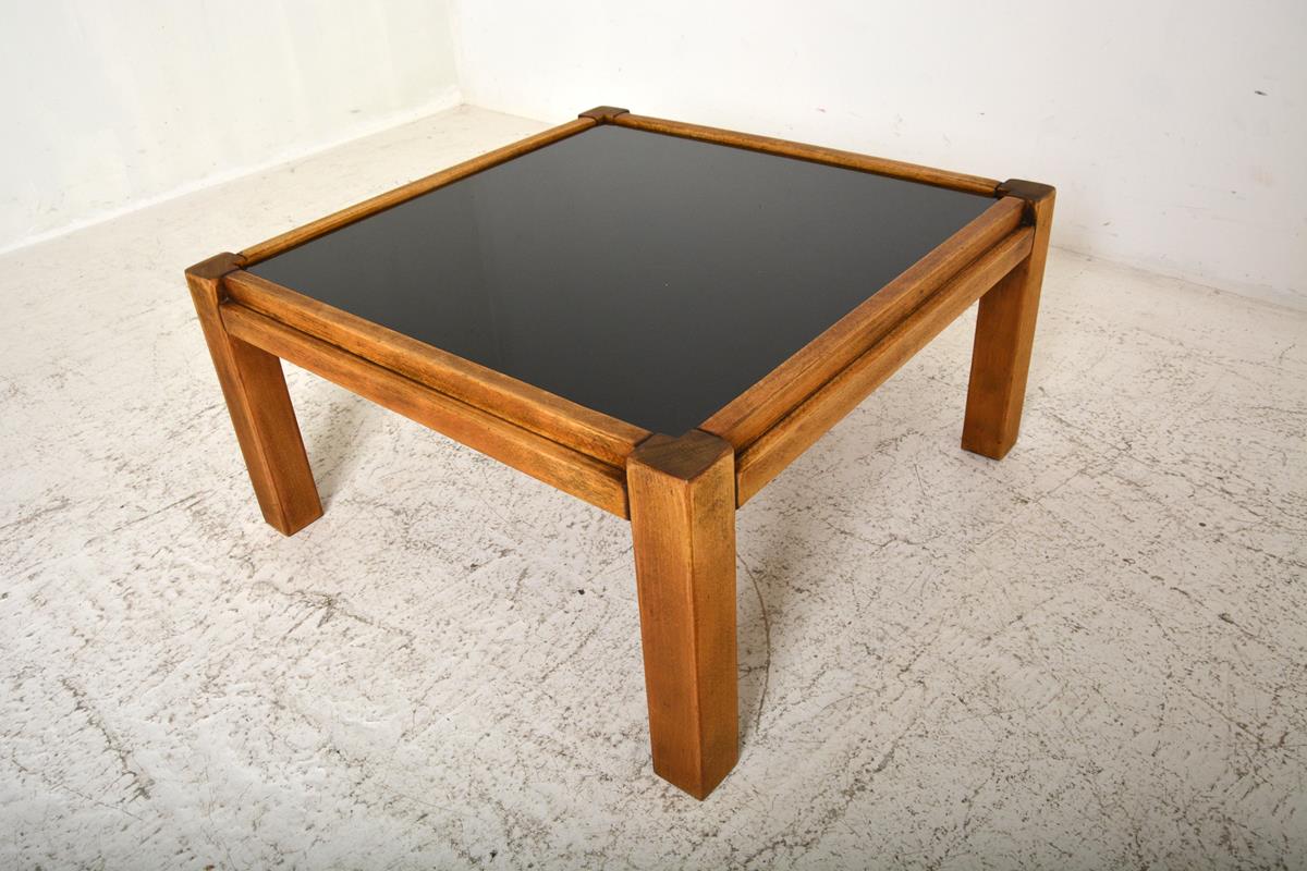 Coffee table 60s, opaline and wood