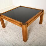 Coffee table 60s, opaline and wood
