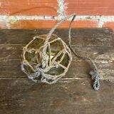 Old Fishing Floater Marine Glass + Vintage Net Rope