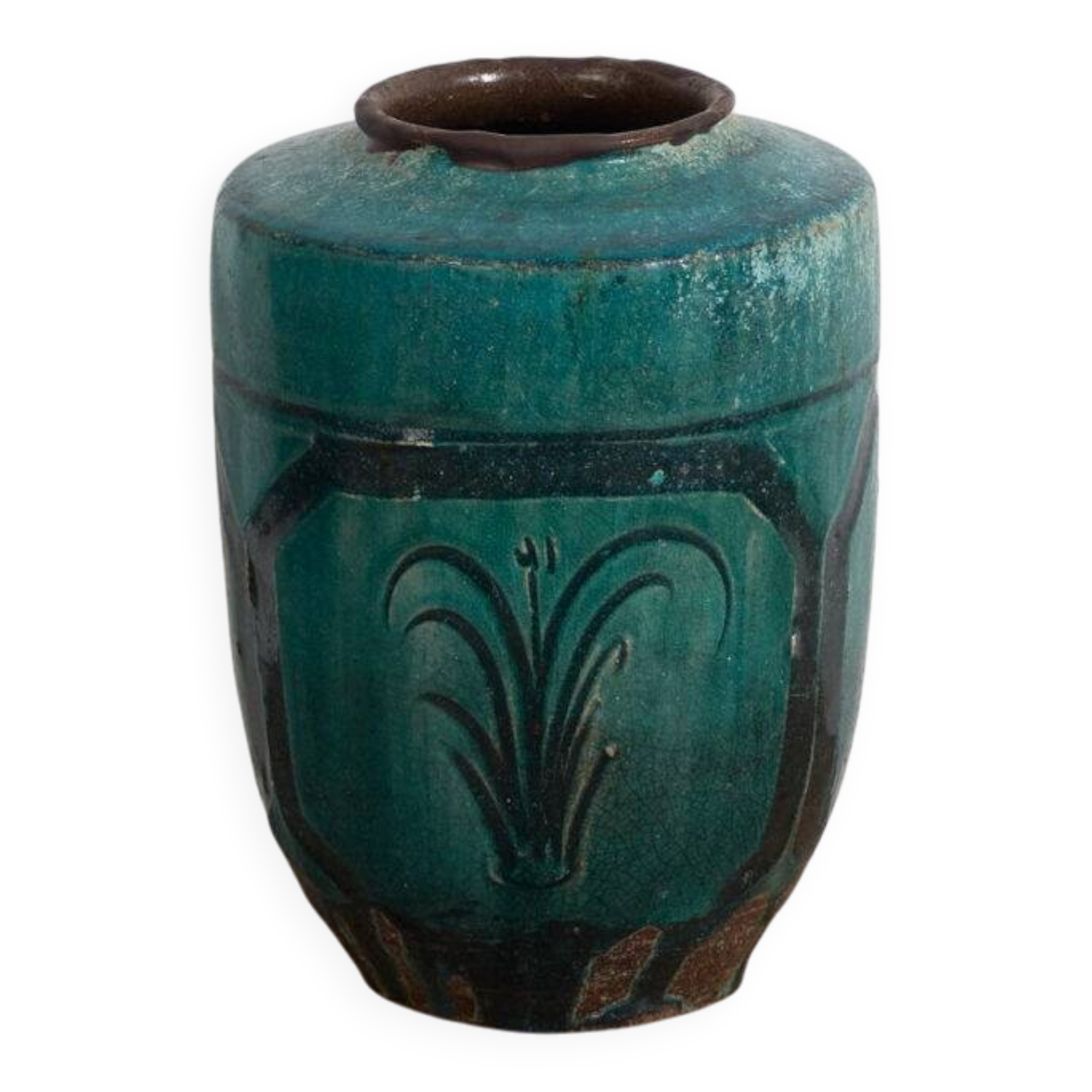 Antique emerald green enamelled vase (c.1820) #12