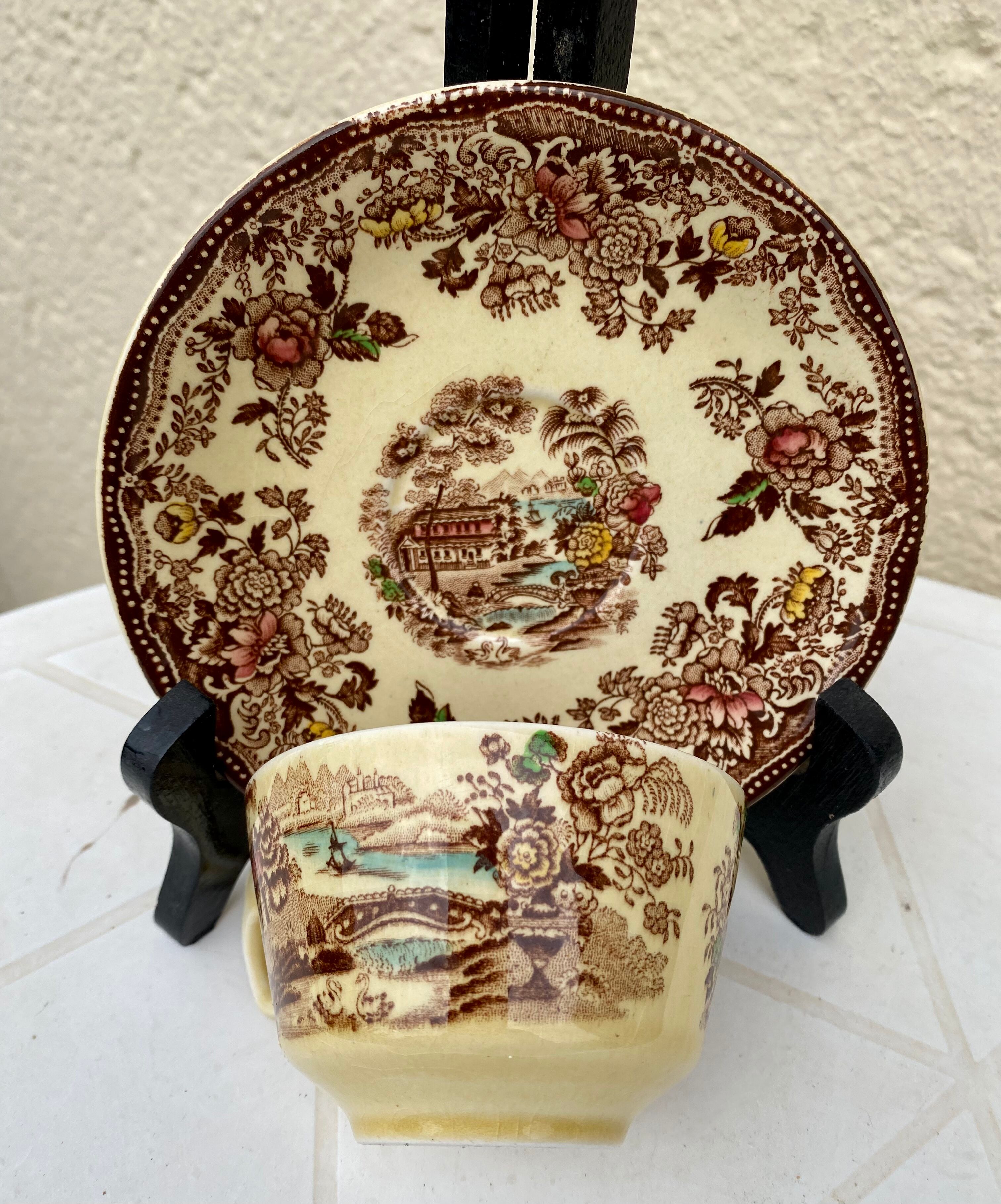 Tonquin Staffordshire cup and saucer