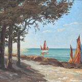 Tableau voiliers sur la côte