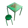 Table patine verte et son tabouret