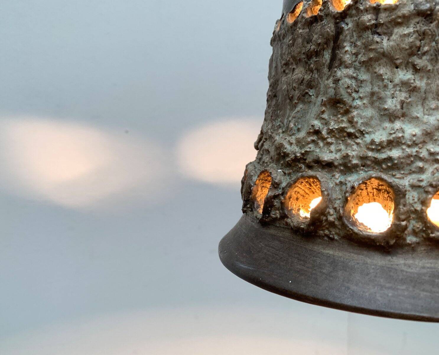 Brutalist ceramic pendant from the mid-century modern period by Judi Kunst.