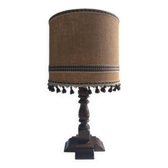 1950s turned wood table lamp