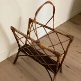 Vintage cannage and wicker newspaper holder