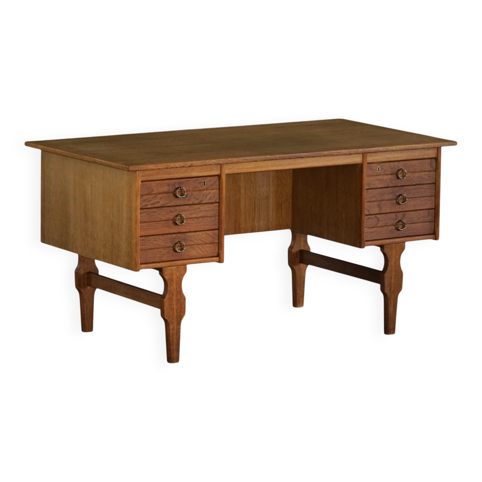 Free-standing desk in Oak by Henning Kjærnulf, Mid-century Danish Modern, 1950s