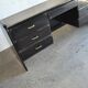 Bureau Art Déco hongrois en bois peint noir avec plateau marron et poignées métal