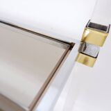 Claustra shelf in plexiglass, smoked glass and brass