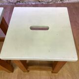 Pair of square-seat pine stools