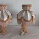 Pair of vintage alabaster lamps in Boudoir style – Fringed lampshade