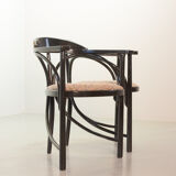 4 Wooden Black Lacquered Thonet Triangle Dining Chairs Model 87, 1980s