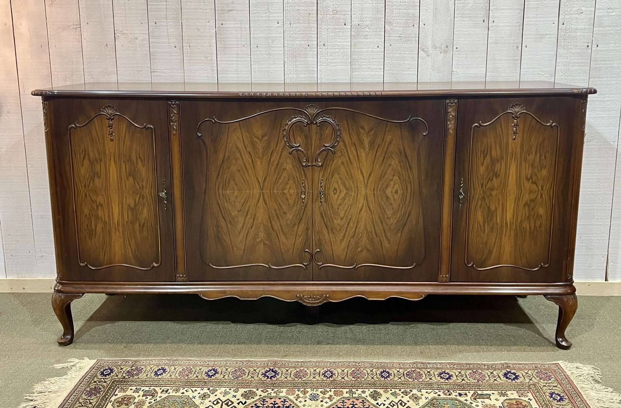 1950s English Chippendale Walnut Sideboard