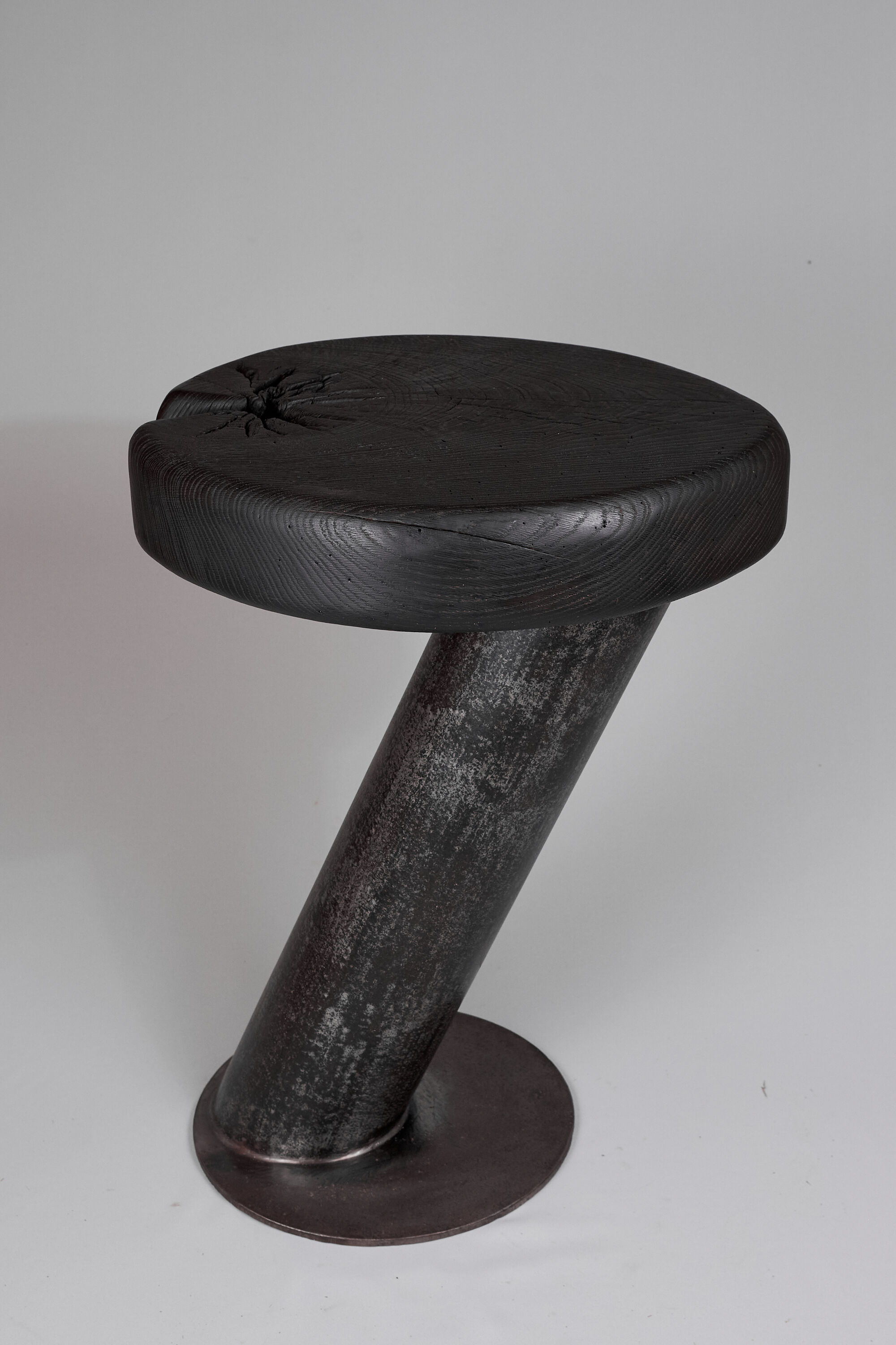 Solid wood sculptural side table, original contemporary design, logniture