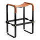Contemporary Kitchen Bar Stool in Black Metal and Natural Tobacco Leather
