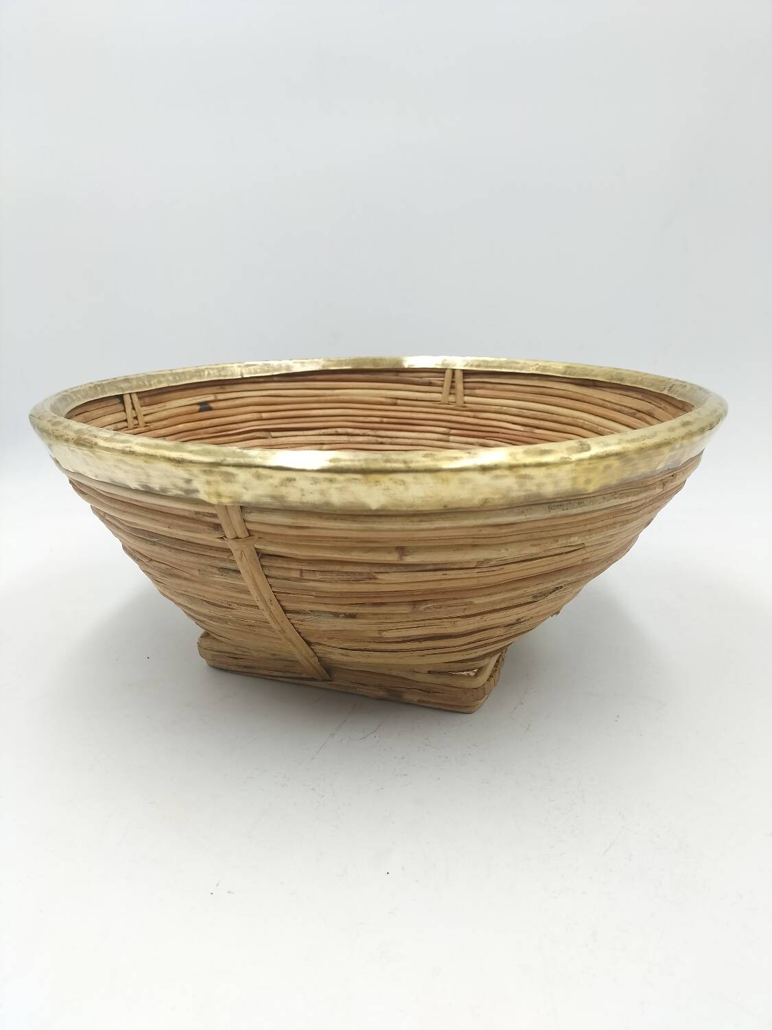 Rattan and brass basket