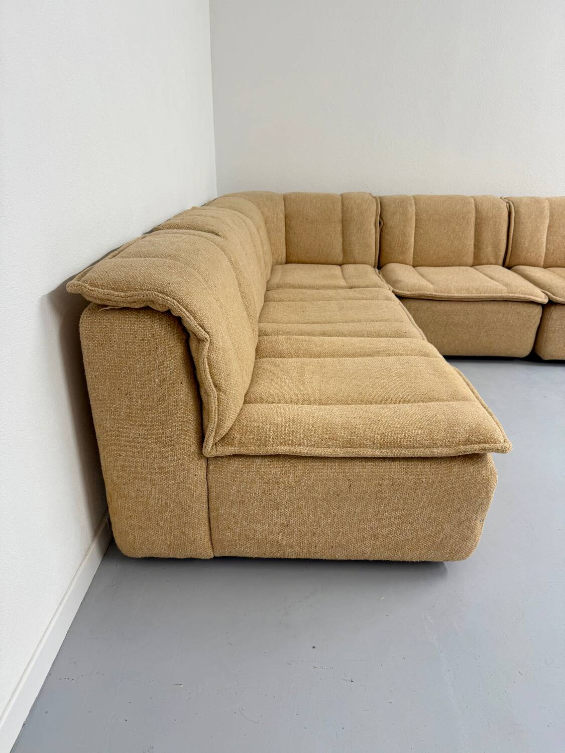 Modular sofa in beige fabric, 70s, 5 elements