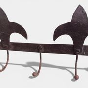 Antique French Provincial Wrought Iron Coat or Hat Rack with Fleur-de-Lis