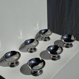 Set of 6 silver metal ice cream cups with small base D9 H5.5