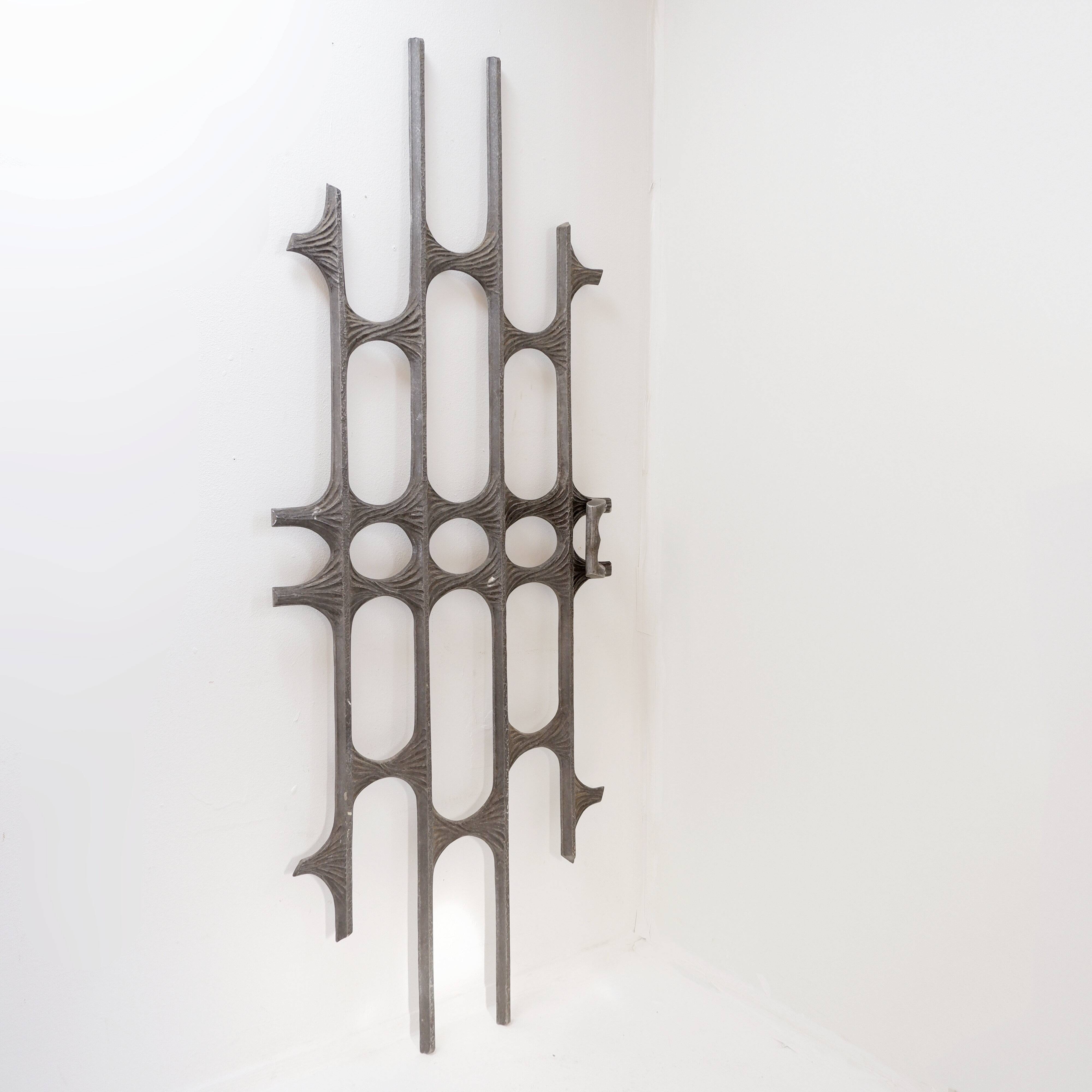 Brutalist cast aluminum door panel in the style of Paul Evans, 1960s