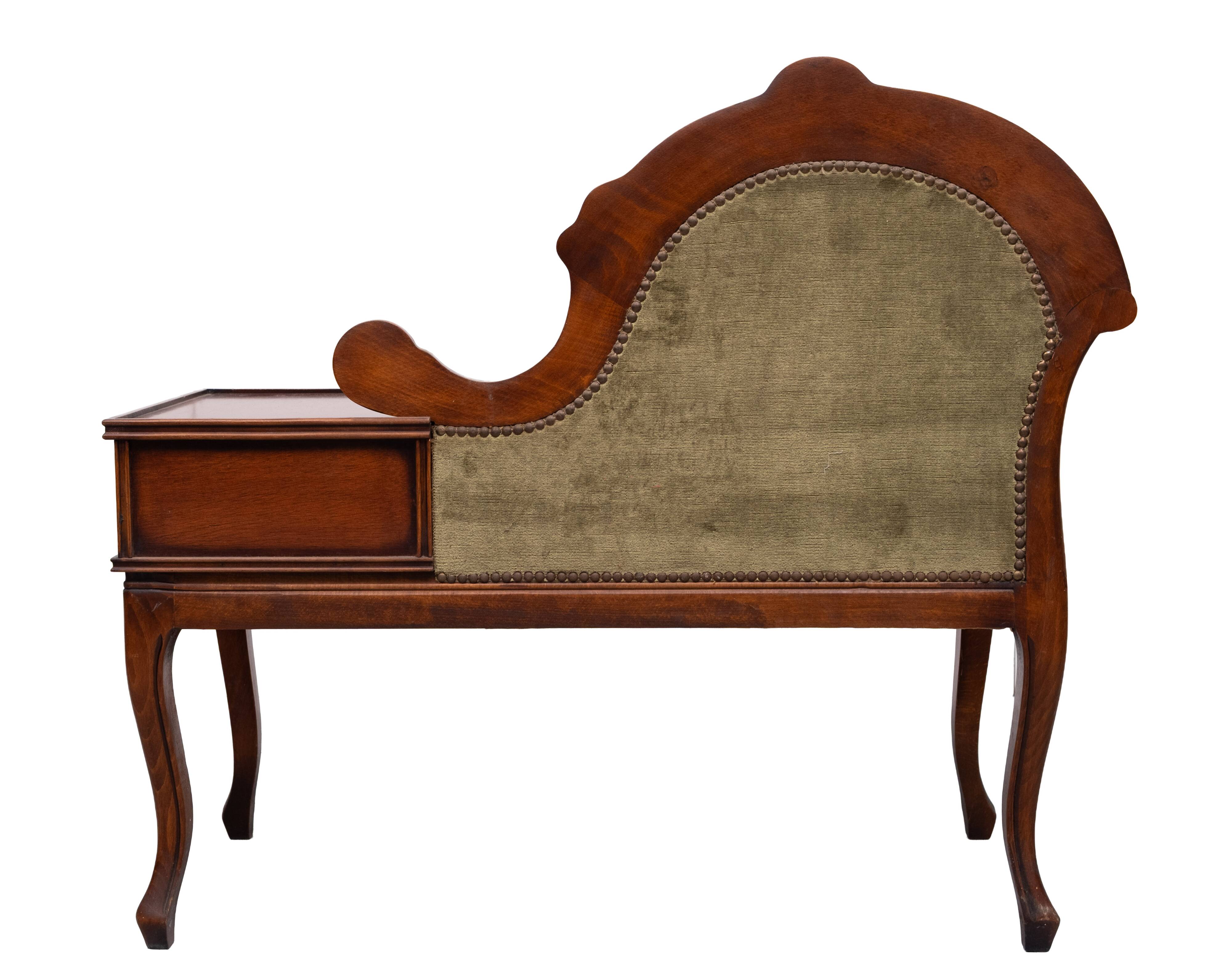 Telephone Sofa Green Velvet Queen Anne style 1960s