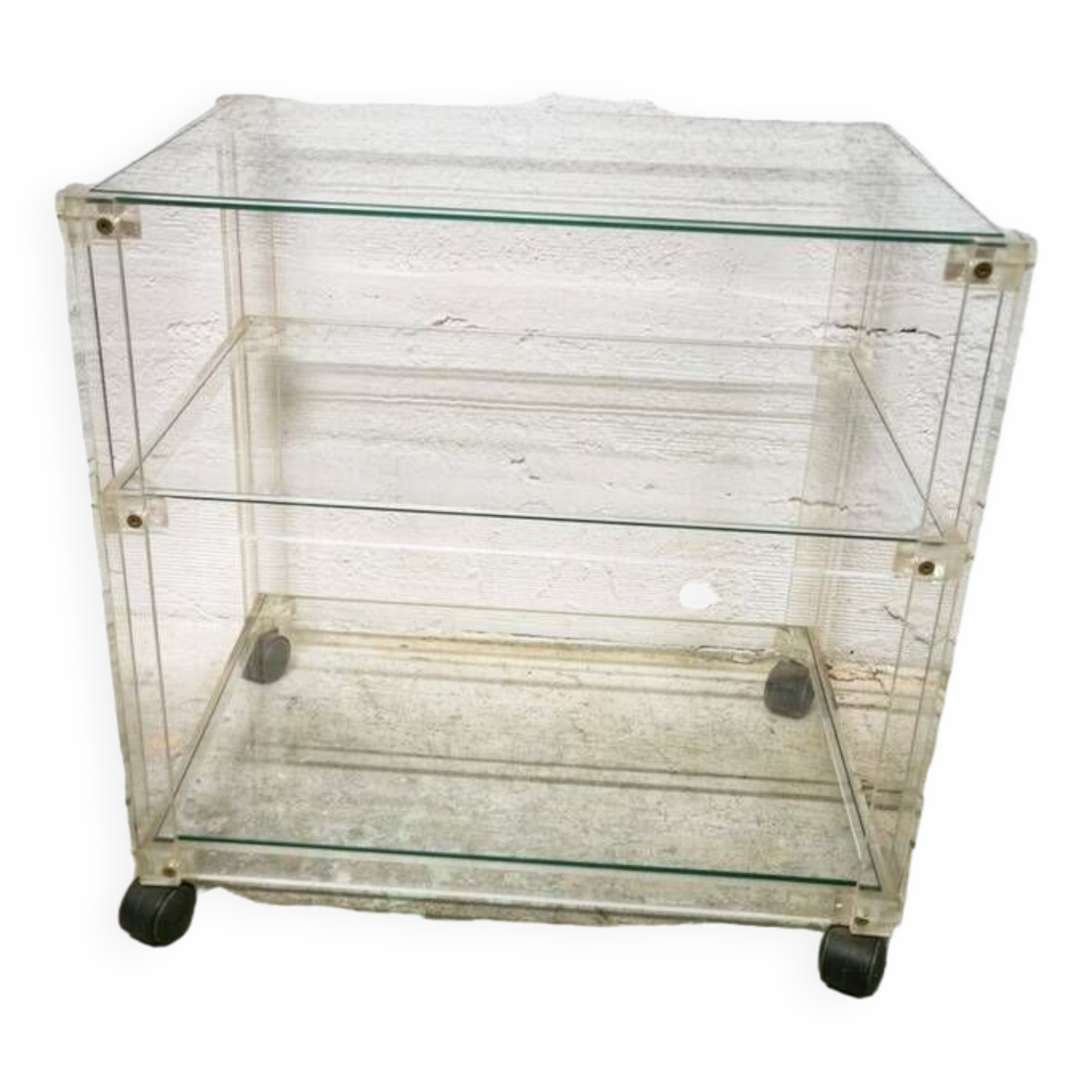 Vintage dessert table in plexiglas and glass