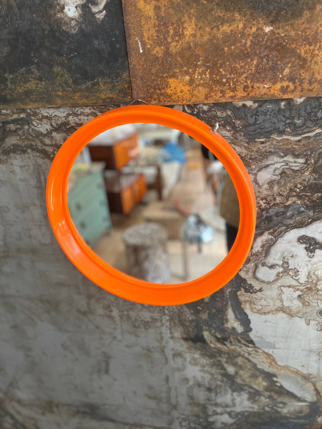 Miroir rond orange