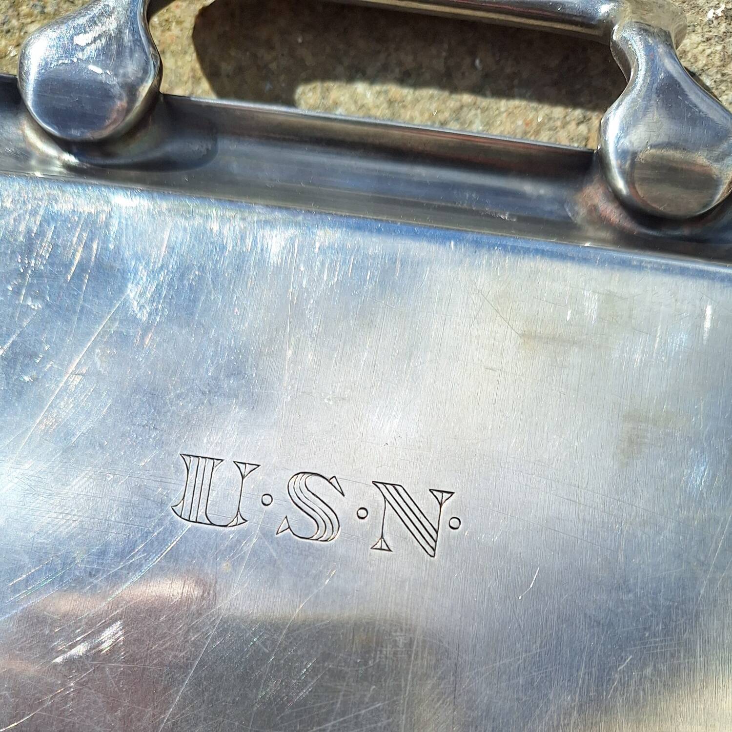 Silver-plated metal tray, US Navy