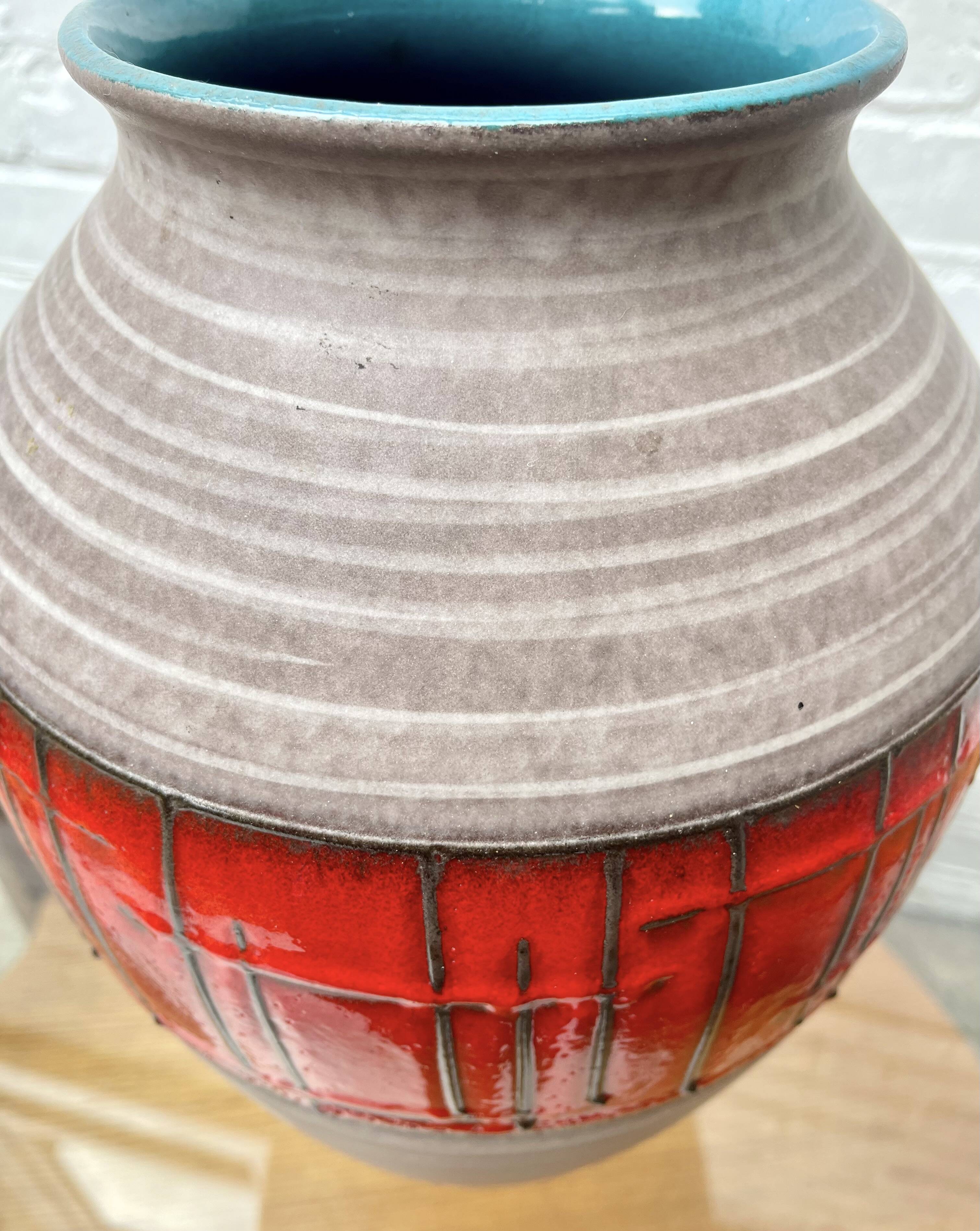 Vintage West German Vase Red Abstract Ceramic 1202/35