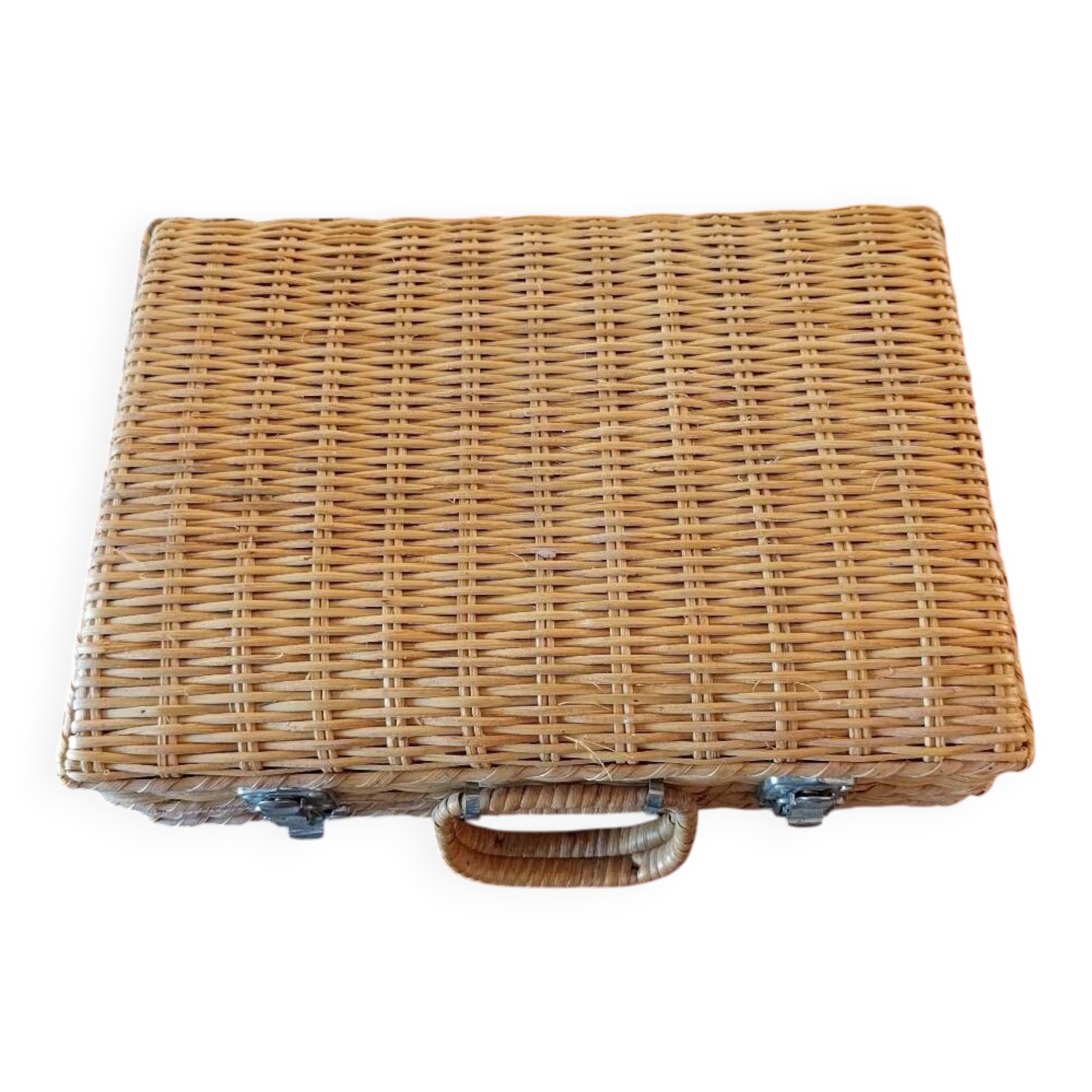 Vintage wicker suitcase