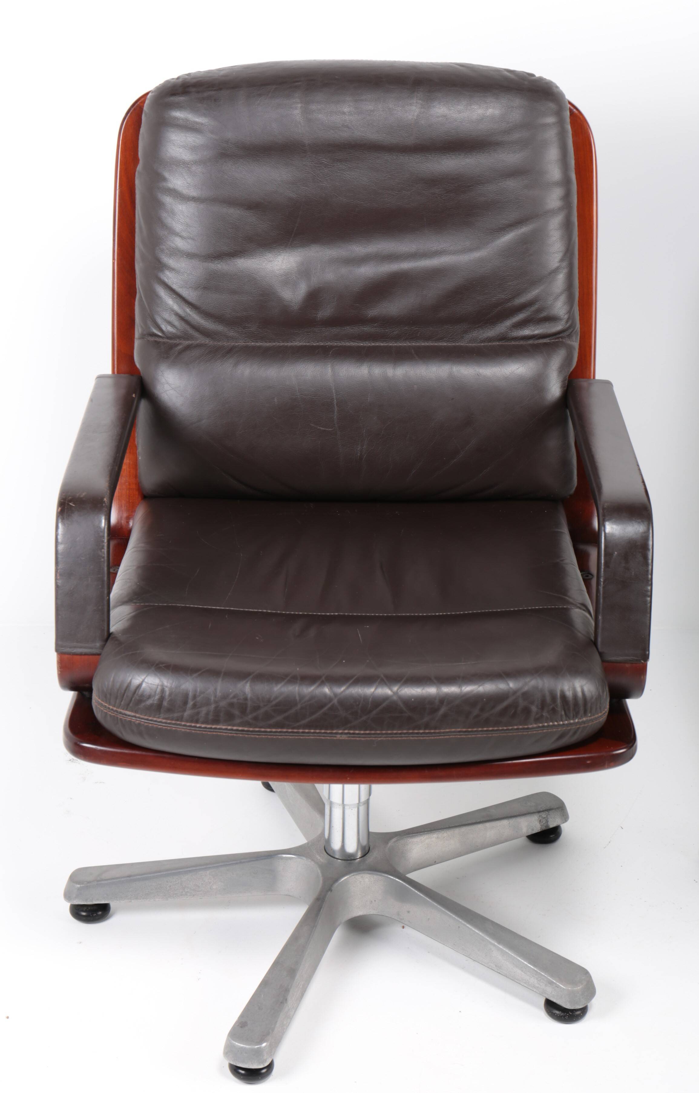 Pair of leather visitor armchairs by Eugen Schmidt