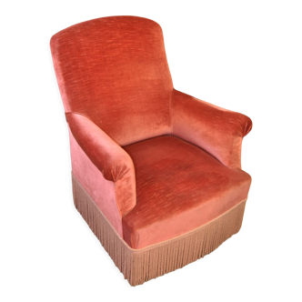 Fauteuil velours rose