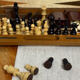 Wooden chess and backgammon set