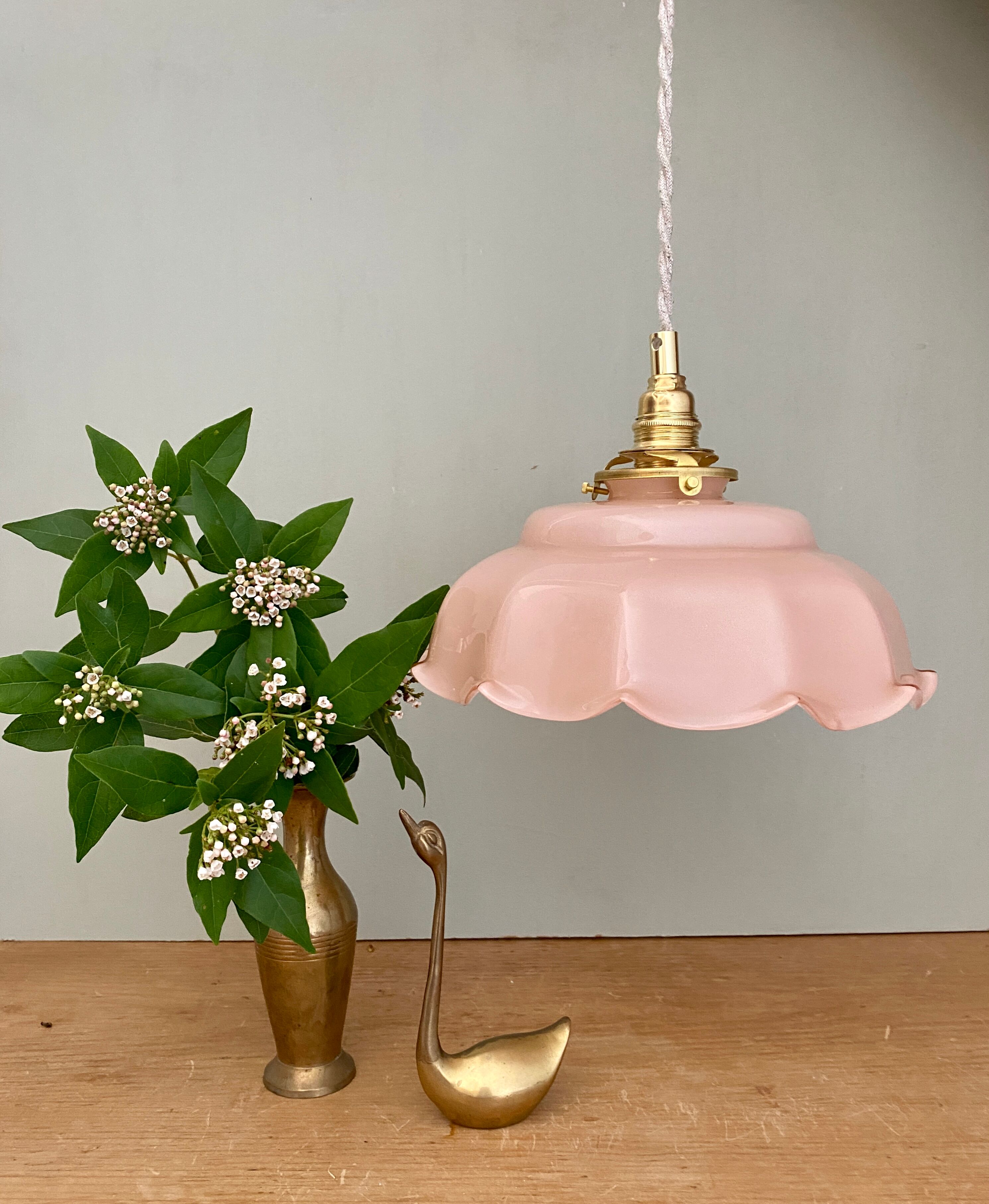 Vintage pendant lamp in pink opaline