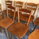 Set of 8 vintage beech chairs compass feet 1960's