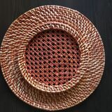Set of 6 wicker and rattan undertributions