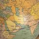 Vintage 1920 terrestrial globe world map metal USA - 25 cm