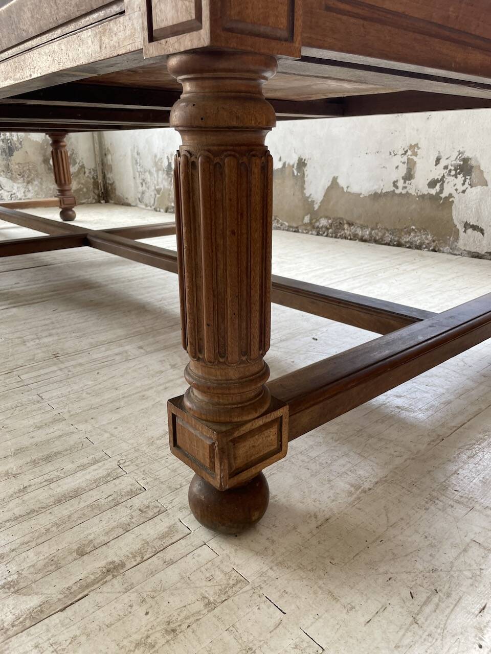 Solid walnut farmhouse castle table 1900 XXL