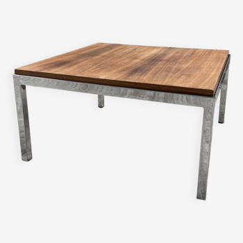 Modernist walnut and chrome coffee table