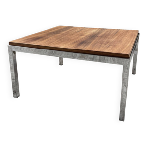 Table basse noyer et - moderniste chrome