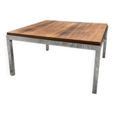 Table basse noyer et chrome moderniste