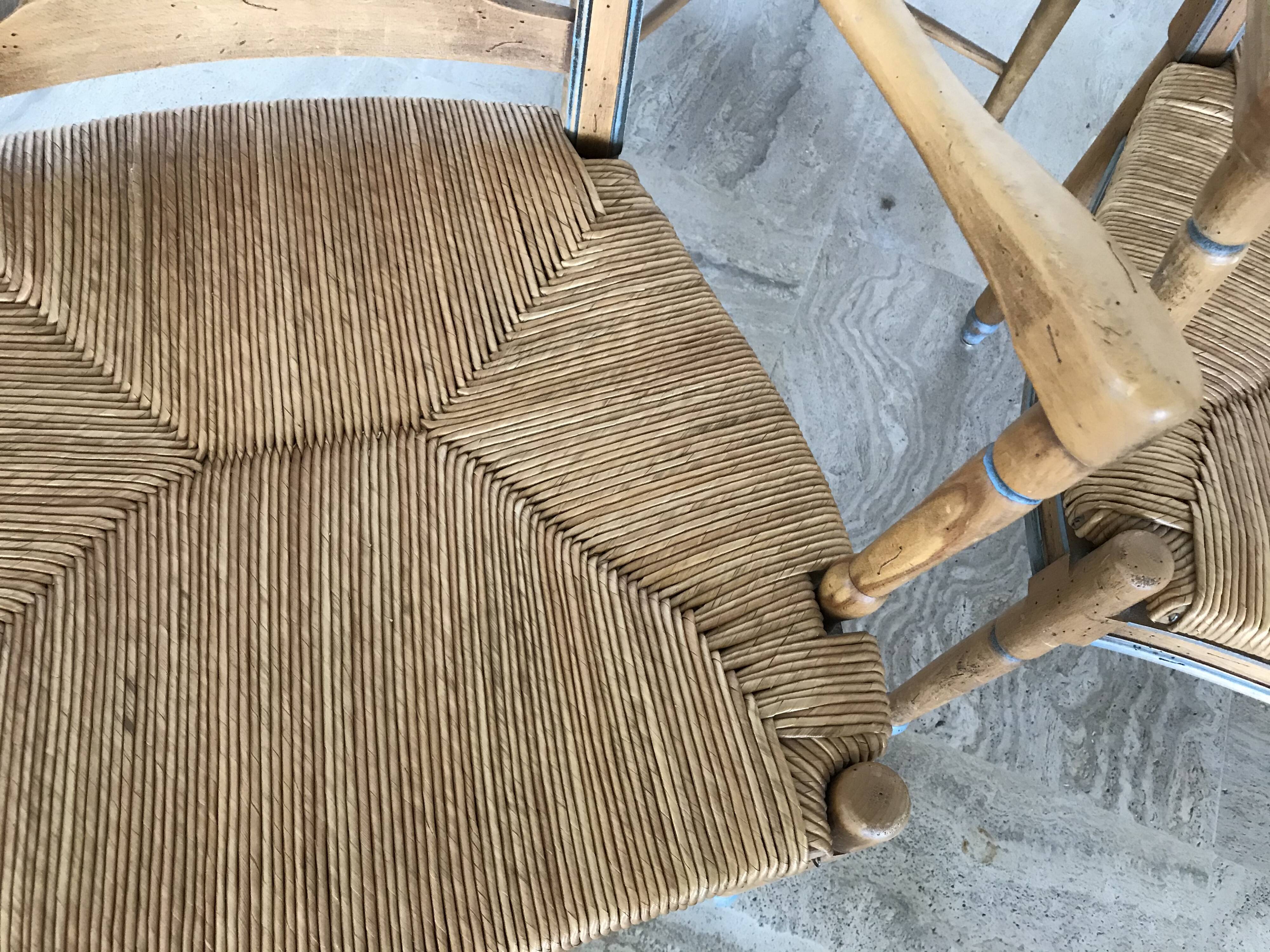 Series of six painted wooden Provencal chairs