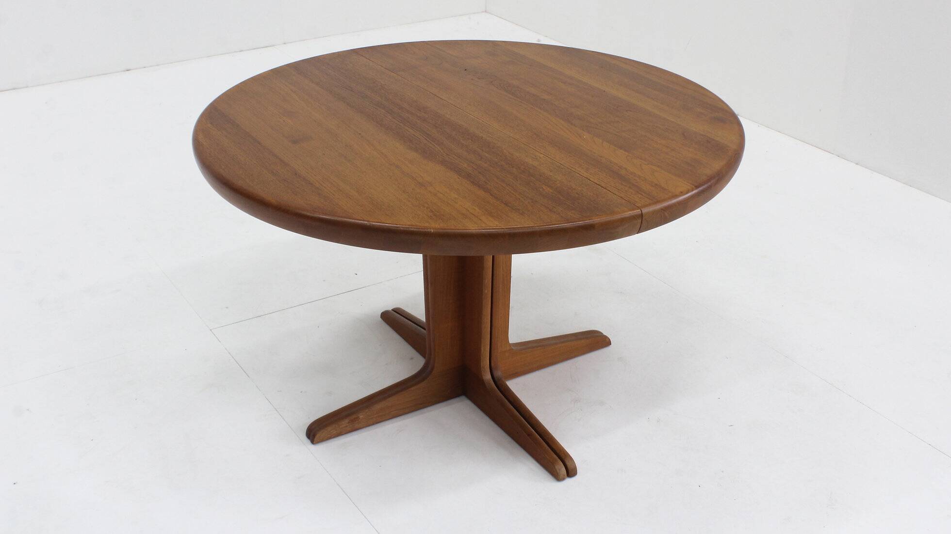 Vintage Danish large round extendable dining table 1960s XL