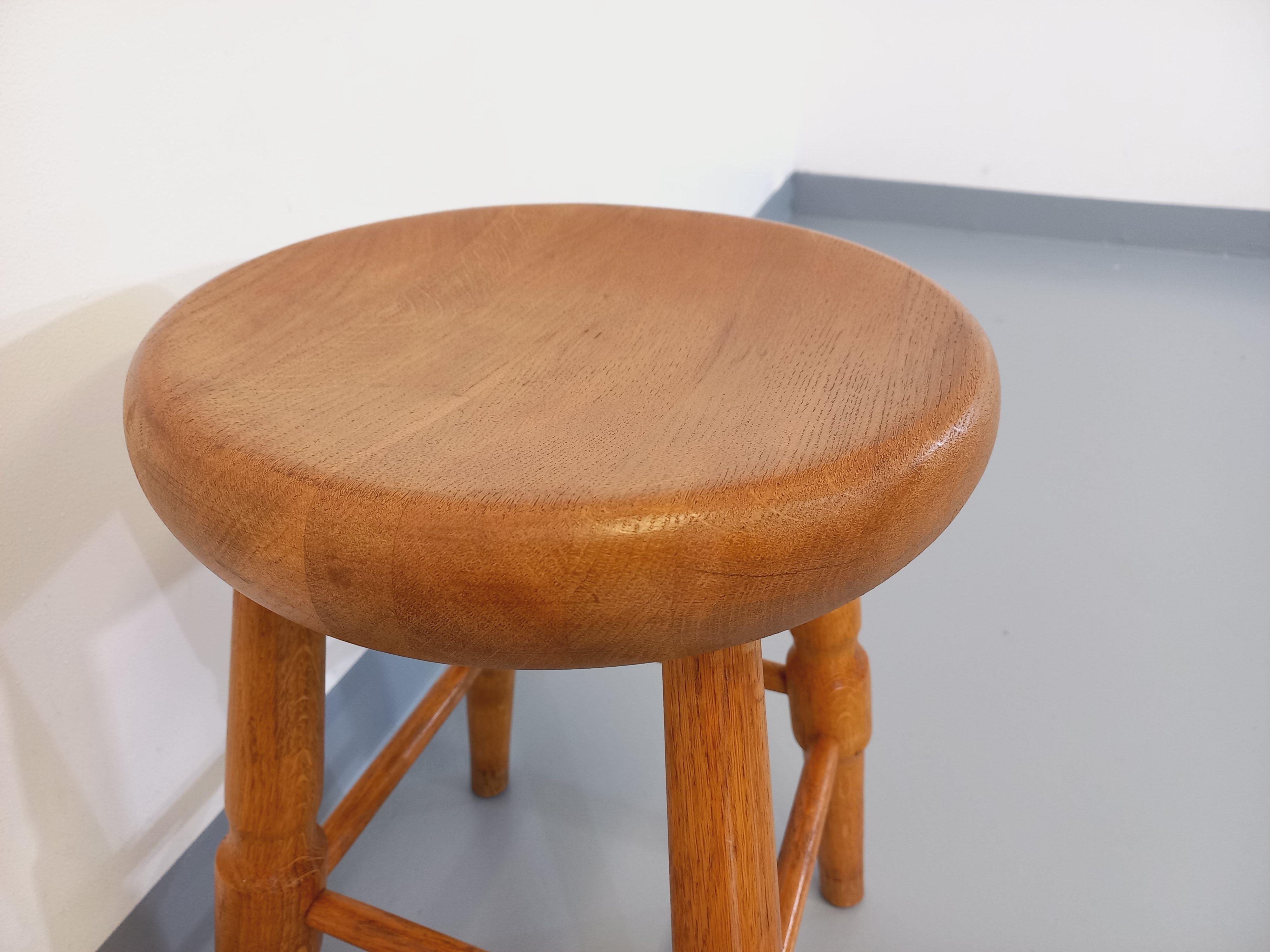 Vintage solid oak stool from the 50s 60s