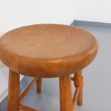 Vintage solid oak stool from the 50s 60s