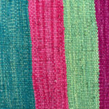 Turkish kilim cushion with stripes green red orange and blue 50x50cm